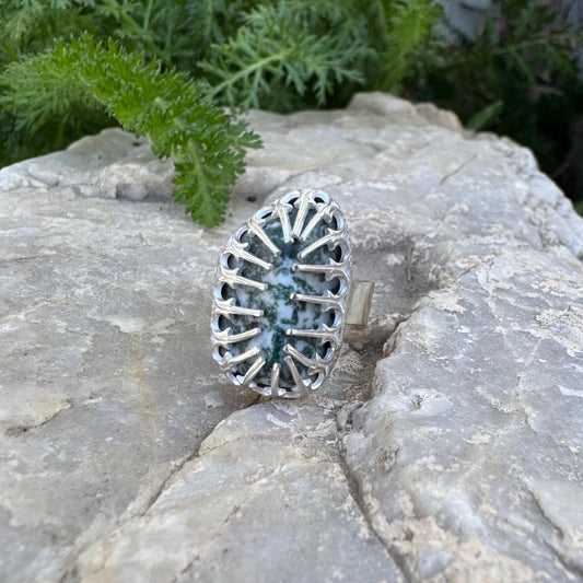 tree agate sterling silver ring (size 6.25)