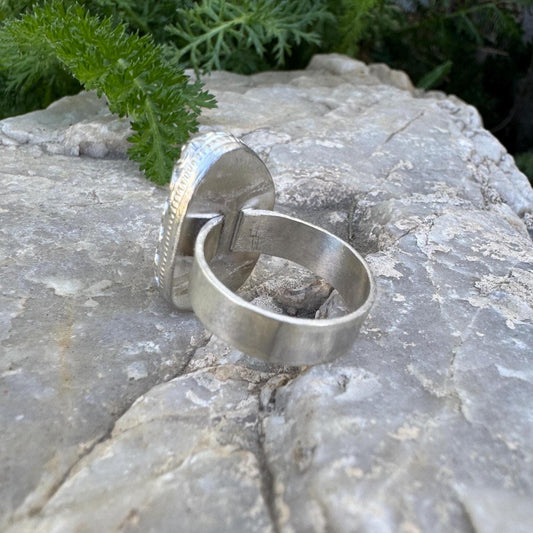 tree agate sterling silver ring (size 6.25)