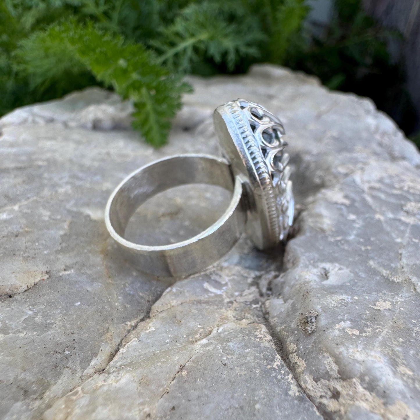 tree agate sterling silver ring (size 6.25)