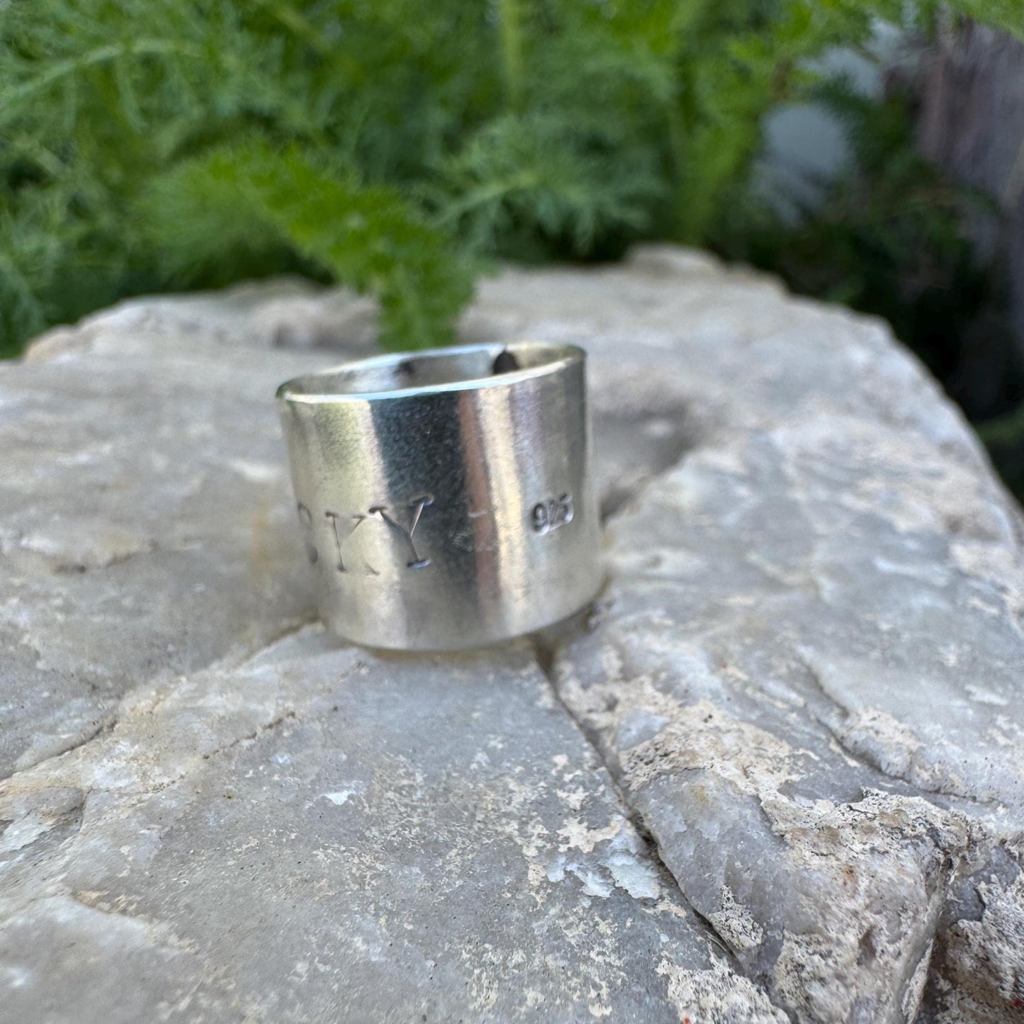 sterling silver lucky wide band ring (size 4.75)