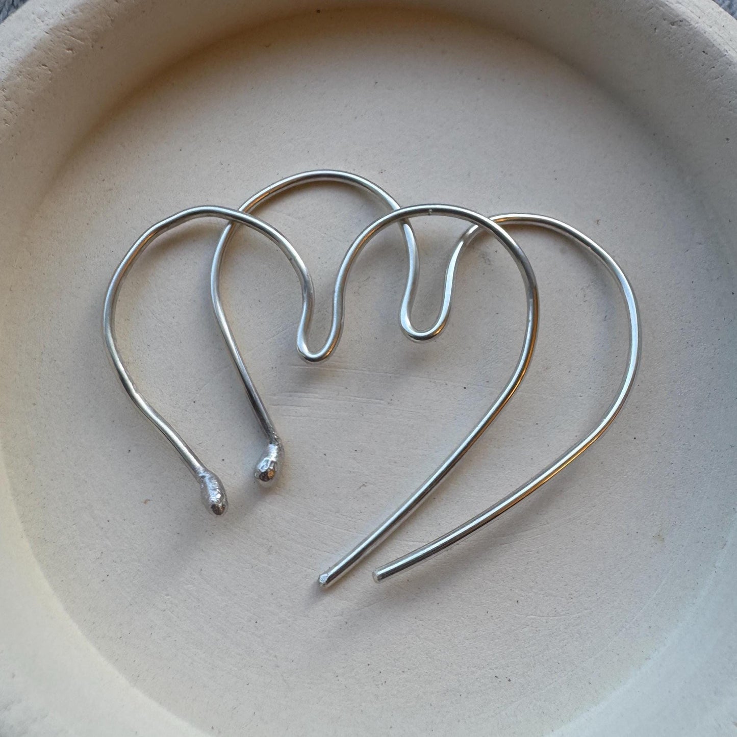gauged large heart hoops in solid sterling silver (0g-16g)